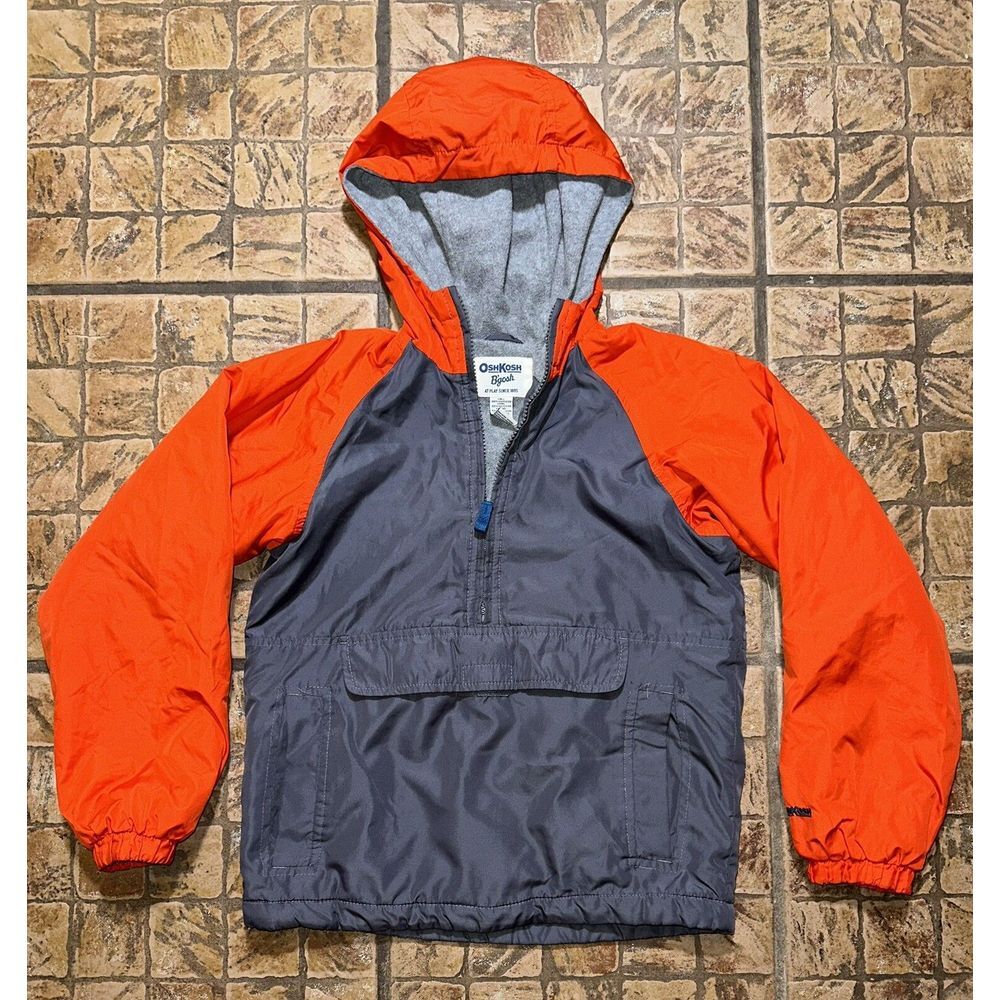 OshKosh BGosh Boys Jersey Lined Lightweight‎ Jacket Size 10 Hooded Weatherproof